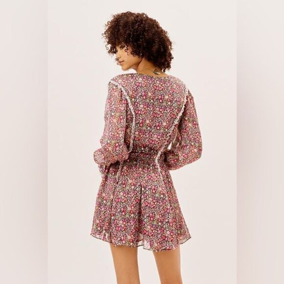 For Love & Lemons Grace Mini Pink Dress Floral Lace Size S - Picture 6 of 11